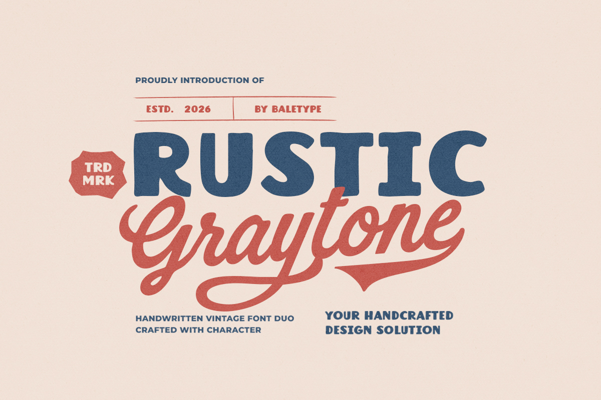 Rustic Graytone - Vintage Font Duo